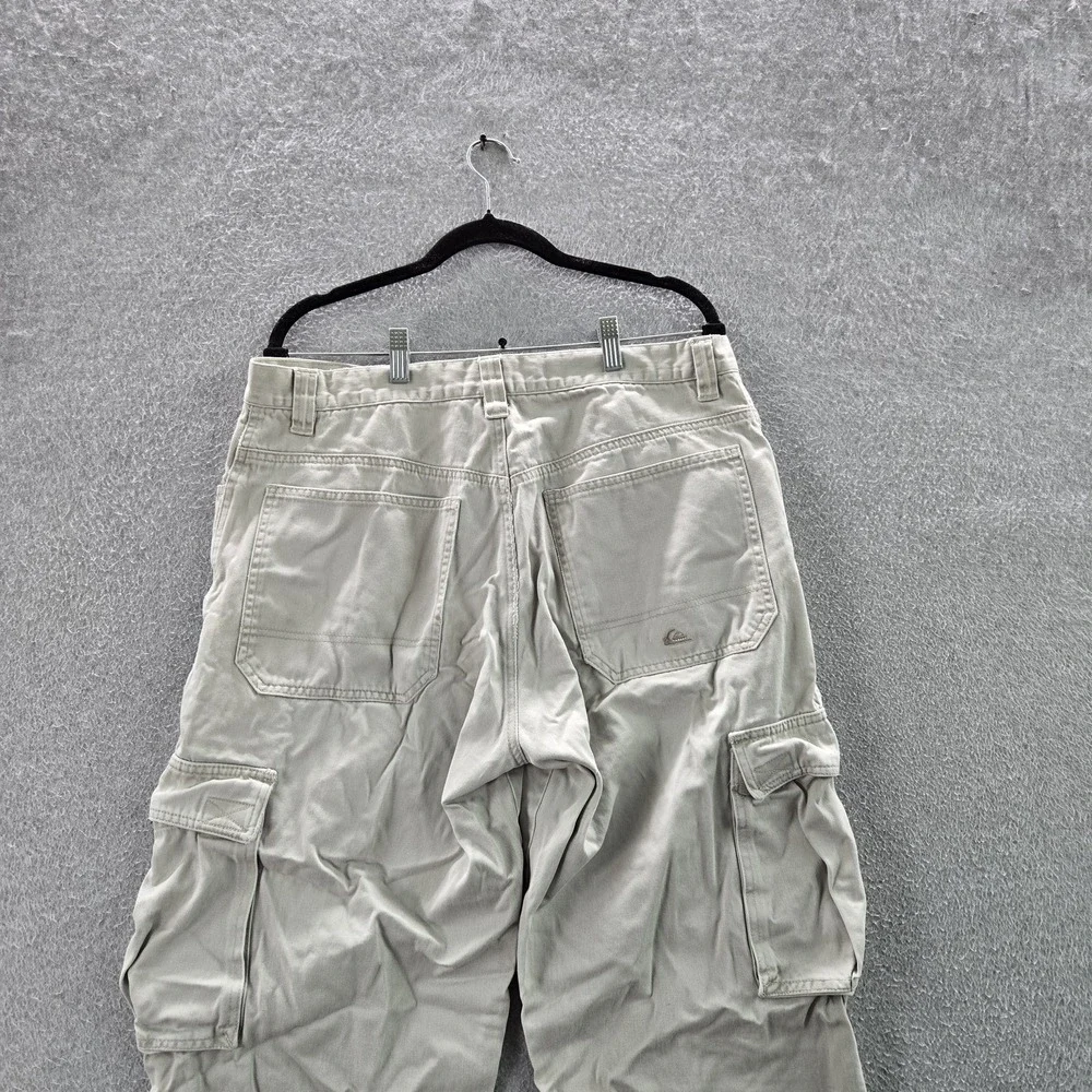 VINTAGE Quiksilver Men Pants 36 Beige Cargo Twill Baggy 90s 32